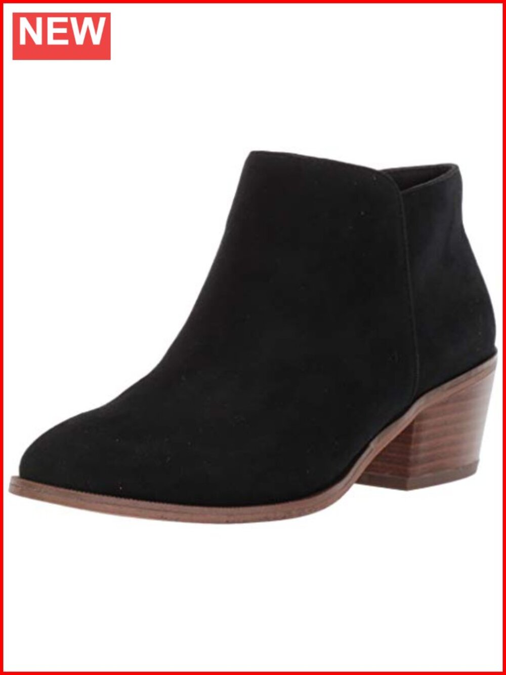 Women's Low Heel Ankle Boots Faux Suede Side Zipper Stacked Block Heel